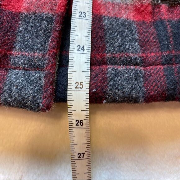 Woolrich Plaid Pea Coat Red Black Gray Size Small - Picture 11 of 13